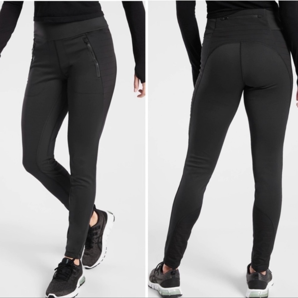 Athleta Peak Hybrid Fleece Tight Black Small Running Outdoor Training Warm